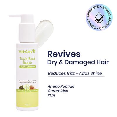 Wishcare Triple Bond Repair Booster Hair Serum for Dry & Frizzy Hair - Repairs Damaged Hair (100ml) - Hair Serums
