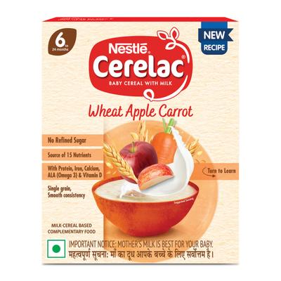 Nestle Cerelac Baby Food Cereal No Refined Sugar No Preservatives - Wheat Apple Carrot (For 6 to 24 Months Baby) 300 g - Baby And Infant Supplements