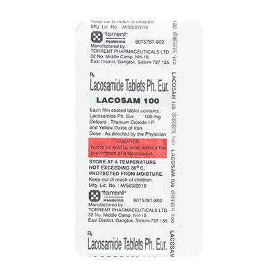 LACOSAM 100mg Tablet 15's - Epilepsy/Convulsion-Ant