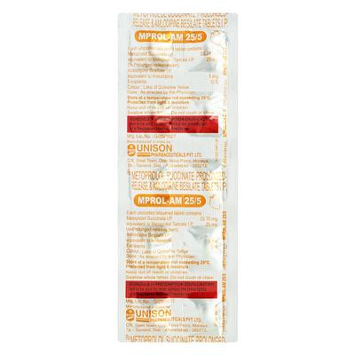 MPROL AM 25/5 Tablet 10's - Hypertension-Bet