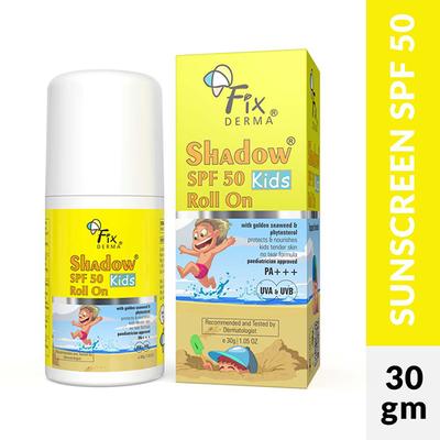 Fixderma Shadow Kids Roll On Sunscreen for Kids SPF 50 with Golden Seaweed & Phytosterol (30g) - Body Sunscreen
