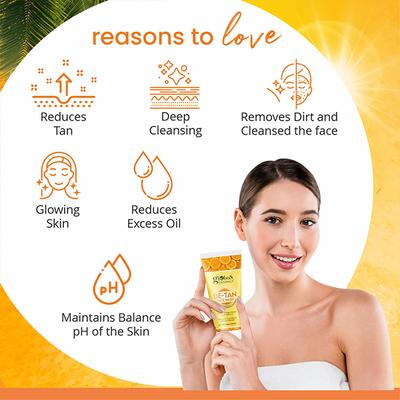 Globus Naturals De Tan Face Wash, Enriched with Neem & Aloe Vera, Tan Removal, Anti Pollution 100 gm - Face Wash & Cleansers