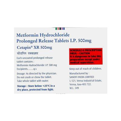 CETAPIN XR 500mg Tablet 20's - Diabetes-Ant