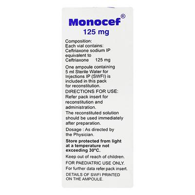 Monocef 125mg Injection 1's - Bacterial Infections-Cep