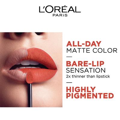 L'Oreal Paris Rouge Signature Matte Liquid Lipstick, 112 Achieve 7 ml - Lipsticks