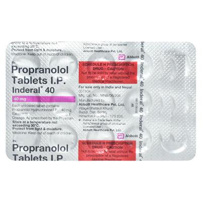 Inderal 40mg Tablet 15'S - Hypertension-Bet