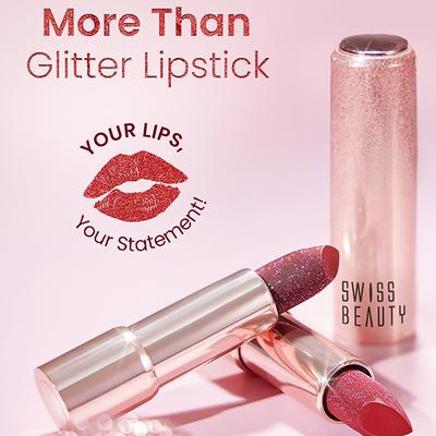 Swiss Beauty More Than Glitter Lipstick -Glitz Pink 3 gm - Lipsticks