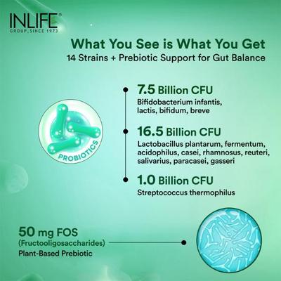 Inlife Pre & Probiotic Forte Veg Capsule 60's - Digestive Health