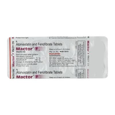 Mactor F Tablet 10'S - High Cholesterol-Dys