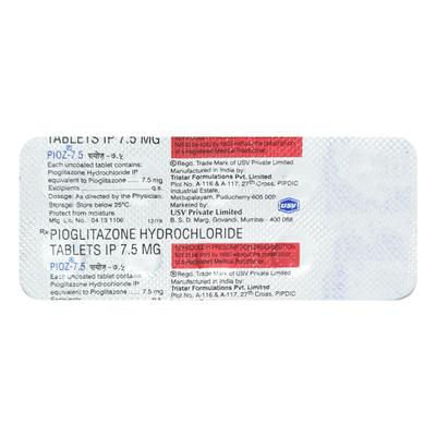 Pioz 7.5mg Tablet 10'S - Diabetes-Ant
