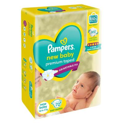 Pampers New Baby Premium Taped Diaper Pants 72's - Diapers & Wipes