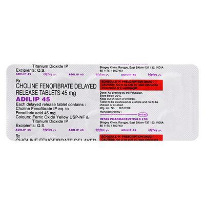 Adilip 45mg Tablet 10'S - High Cholesterol-Dys