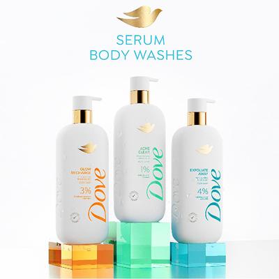 Dove 4% Refining Serum + AHA Exfoliate Away Serum Body Wash, 300 ml - Shower Gels & Body Wash