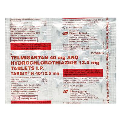 Targit H 40/12.5mg Tablet 15'S - Hypertension-Ang