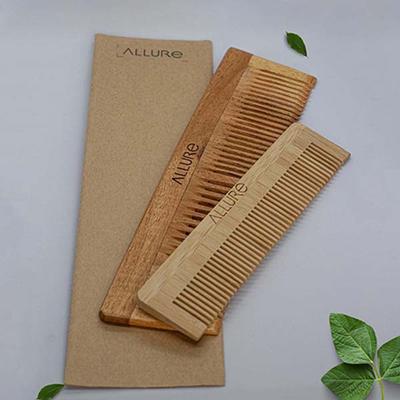 Allure Wooden Neem Comb (CB-01+CR-01) 1's - Hair Combs