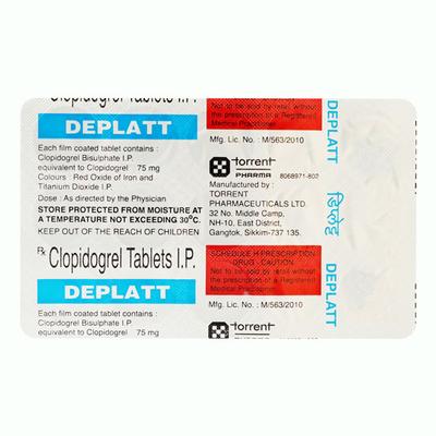 Deplatt 75mg Tablet 15'S - Blood Clot-Ant