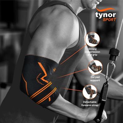 Tynor Elbow Support Air Pro - Black & Orange (M) 1's - Abdomen/Neck/Arm/Elbow Supports