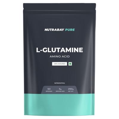 Nutrabay Pure 100% L-Glutamine Amino Acid - Unflavoured 250 gm - Amino Acids