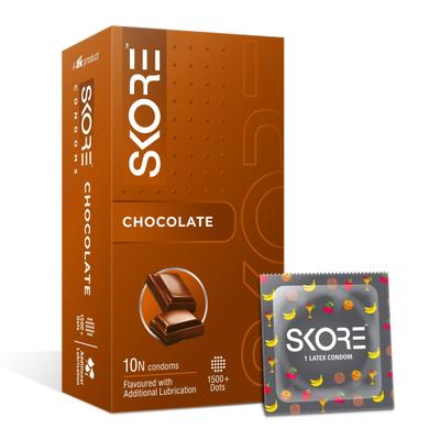 Skore 1500+ Raised Dots Condoms - Chocolate 10's - Plain/Flavoured Condoms