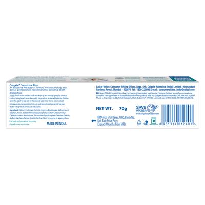 Colgate-Palmolive, Colgate Sensitive Plus Toothpaste, With Pro Argin Formula for Sensitivity Relief, 70 gm - Toothpaste