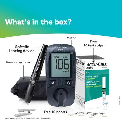 Accu-Chek Active Glucose Monitor with Free 10 Test Strips - Blood Glucose Monitors/Test Strips