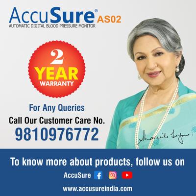 AccuSure Automatic Digital Blood Pressure Monitor 3 Color Display (AS02) 1's - Blood Pressure Monitor Device