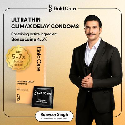 Bold Care Ultra Thin Delay Condoms with 4.5% Benzocaine (Pack Of 10) - Plain/Flavoured Condoms