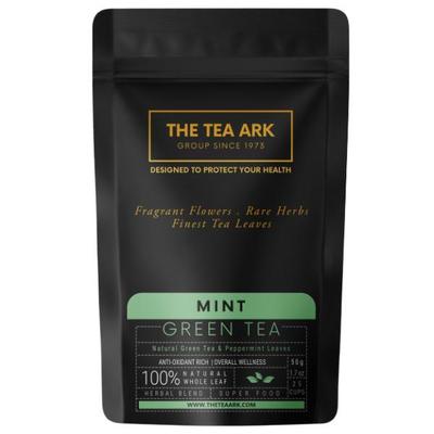 The Tea Ark Green Tea Powder - Organic Mint 50 gm (Pouch) - Green/Herbal Teas