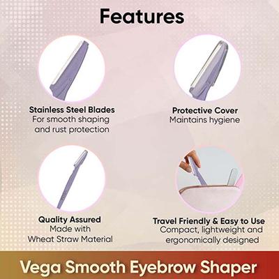 Vega Smooth Eyebrow Shaper for Women for Face, Eyebrows, Upperlips, Chin, Forehead, ESS-02 2's - Face & Eyebrow Razors