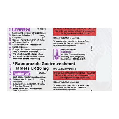 Rablet 20mg Tablet 15'S - Ulcer/Reflux/Flatulence-Aaa