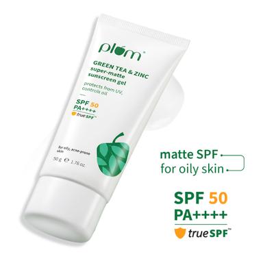 Plum Green Tea and Zinc Super-Matte Sunscreen Gel 50 gm - Face Sunscreen