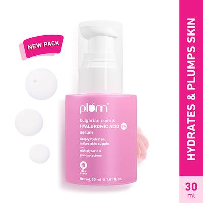 Plum 2% Hyaluronic Acid Serum with Bulgarian Rose Hydration Boost Fragrance free 30ml - Face Serum