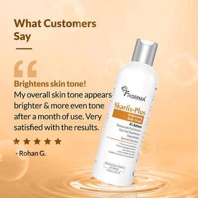 Fixderma Skarfix Plus Brightening Body Wash with 4% Actives with Kojic Acid & Niacinamide (200 ml) - Shower Gels & Body Wash