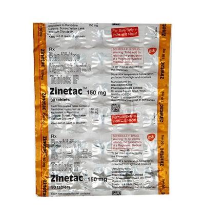 Zinetac 150mg Tablet 30'S - Ulcer/Reflux/Flatulence-Aaa
