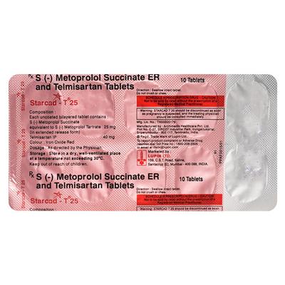 Starcad T 25mg Tablet 10'S - Hypertension-Bet