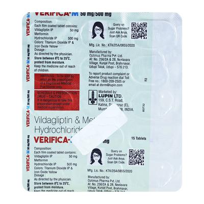 VERIFICA M 50/500mg Tablet 15's - Diabetes-Ant