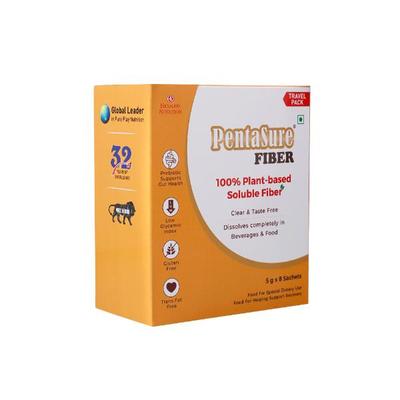 PentaSure 100% Plant-Based Soluble Fiber Powder (Travel Pack Sachet of 8 x 5 gm) - Daily Health Drinks