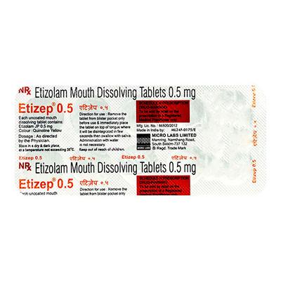 Etizep 0.5mg Tablet 10'S - Depression-Ant