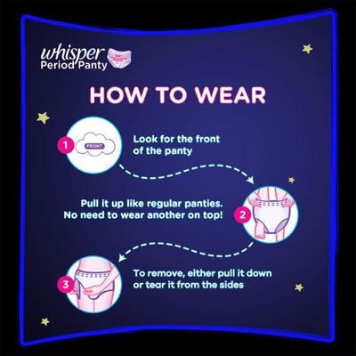 Whisper Super Absorbent Period Panty (L-XL)(100-140 cm) 18's - Panty Liners