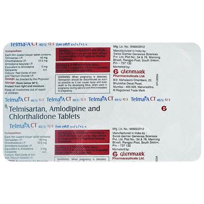 TELMA ACT 40/5/12.5 Tablet 15's - Hypertension-Ana
