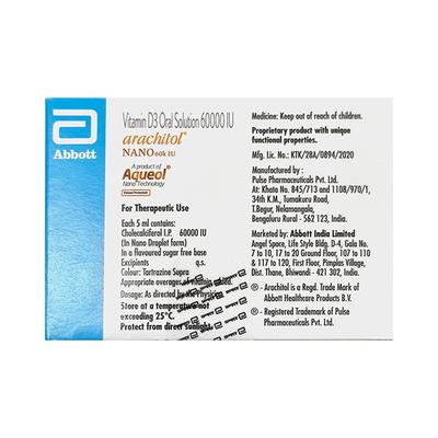 Arachitol Nano 60k IU Sugar Free Oral Solution 5ml - Supplements-Vam