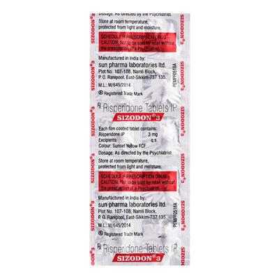 Sizodon 3mg Tablet 10'S - Schizophrenia-Aps