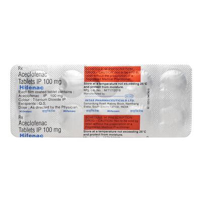 Hifenac 100mg Tablet 10'S - Pain relief-Nsa