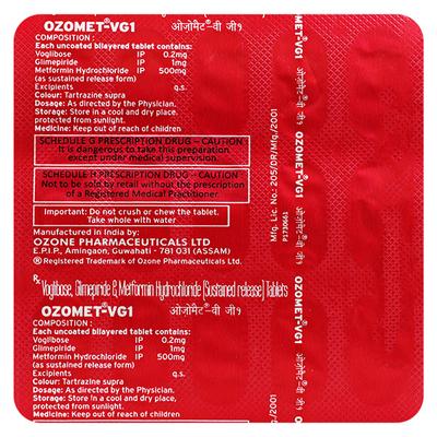 Ozomet Vg1 Tablet 15'S - Diabetes-Ant