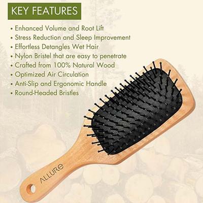 Allure Bamboo Paddle Hair Brush Black 1's - Hair Brushes