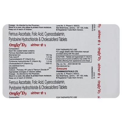 OROFER D3 Tablet 10's - Supplements-Vam