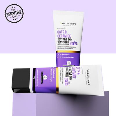 Dr. Sheth's Oat & Ceramide Sensitive Skin Sunscreen SPF 50+ PA++++ Oil-Free Sunscreen 50 gm - Body Sunscreen