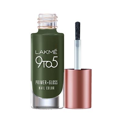 Lakme 9To5 Primer + Gloss Nail Colour Olive Green 6 Ml - Nail Polish