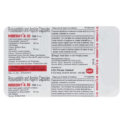 Roseday A 20/75mg Capsule 10'S - High Cholesterol-Dys