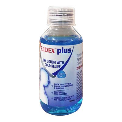 ZEDEX PLUS NEW SUGAR FREE MIX FRUIT FLAVOUR Syrup 100ml (N) - Cough And Cold-Cou
